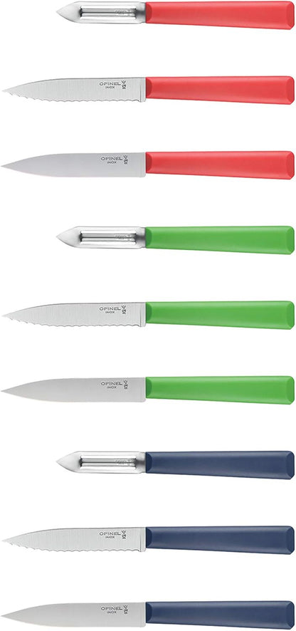 Opinel Les Essentials+ No. 313 Serrated Paring Knife, Corrosion Resistant, Dishwasher Safe, Made in France