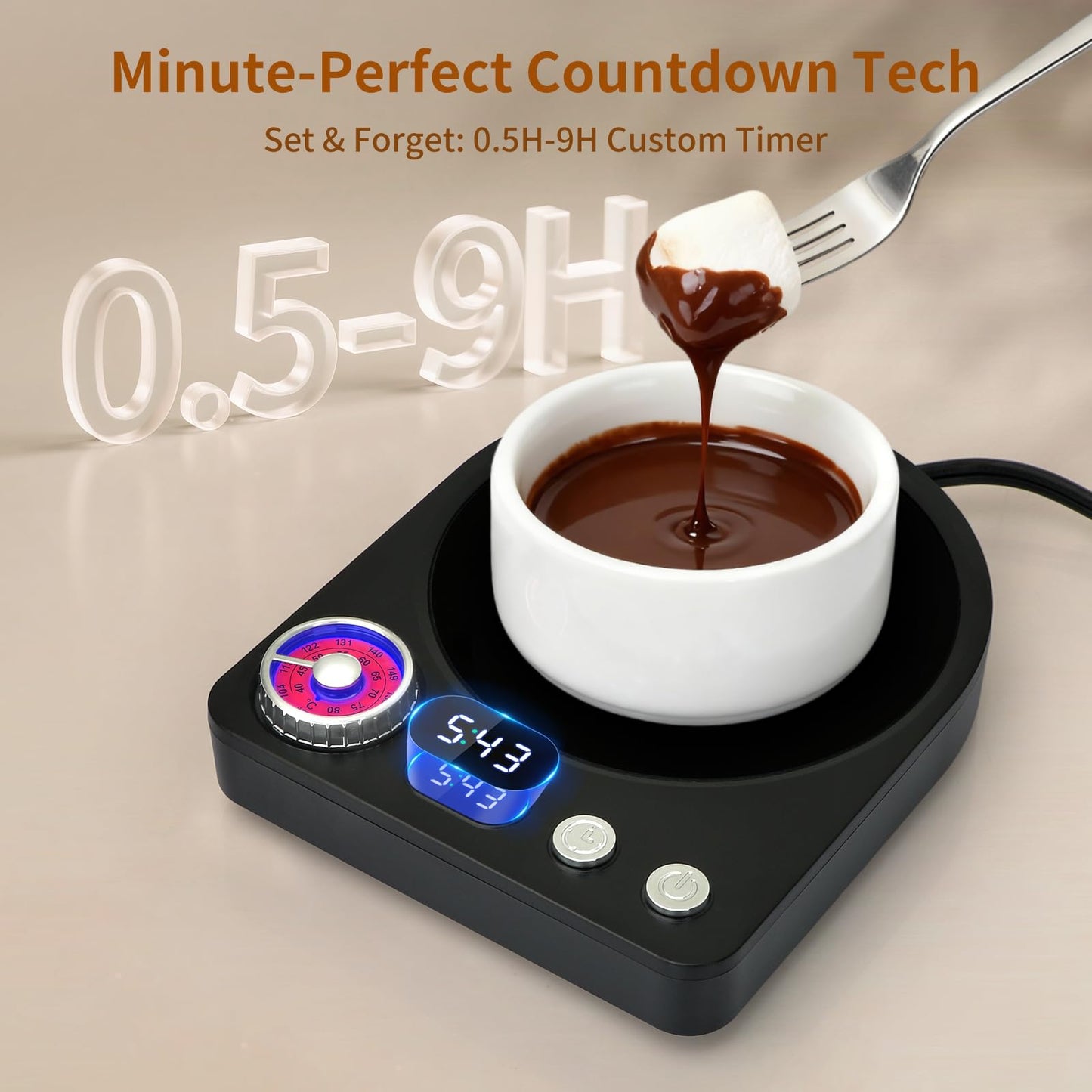 VOBAGA Coffee Mug Warmer with Smart Memory System & 9-Temperature Setting, Coffee Cup Warmer with Customize Timer & Precise Minute Timing, Suitable for Work, Reading, Sleeping