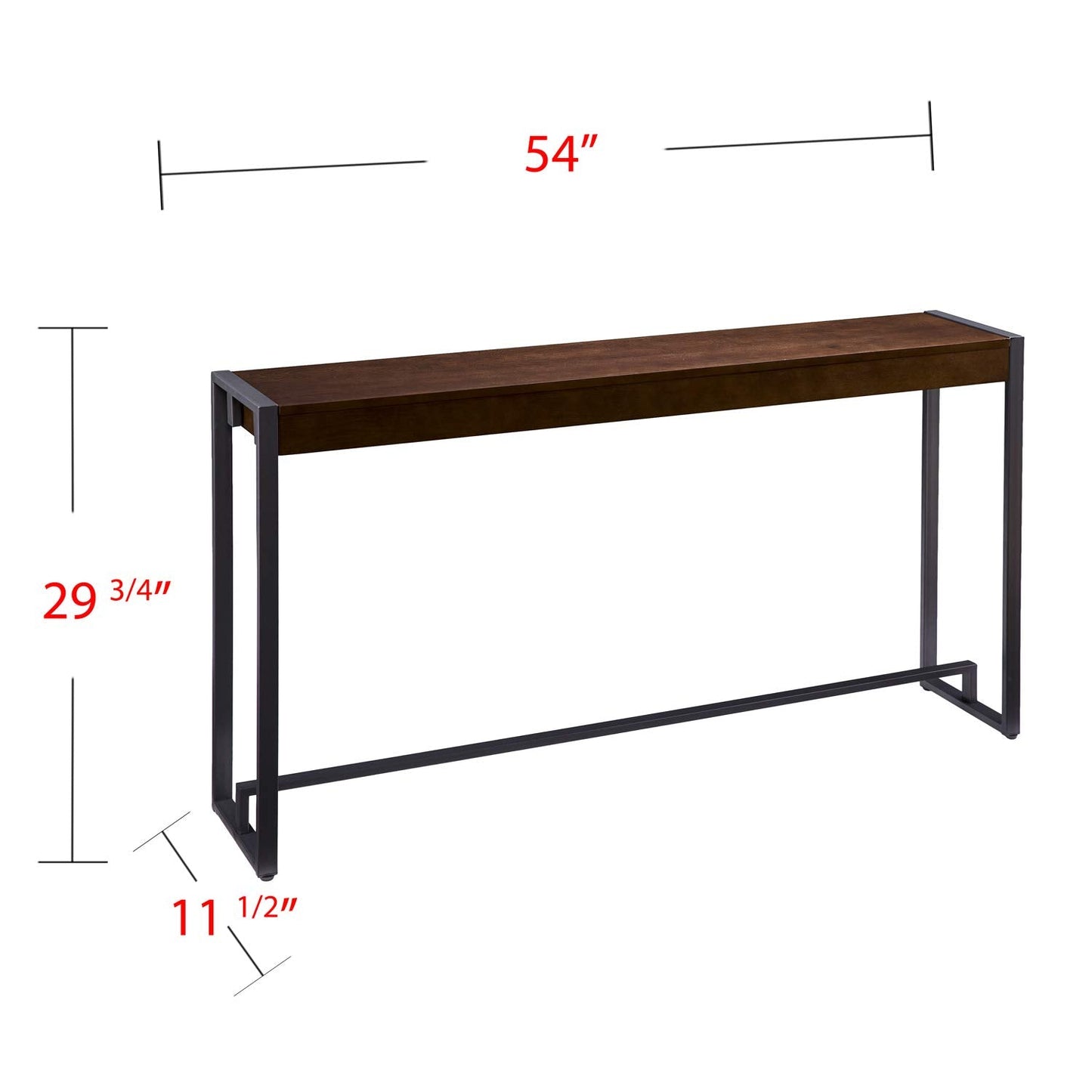 SEI Furniture - Holly & Martin Macen Console - Dark Tobacco with Gunmetal - Transitional Design, Brown Iron and Wood - Ideal for Entryway, Living Room (CM9912)