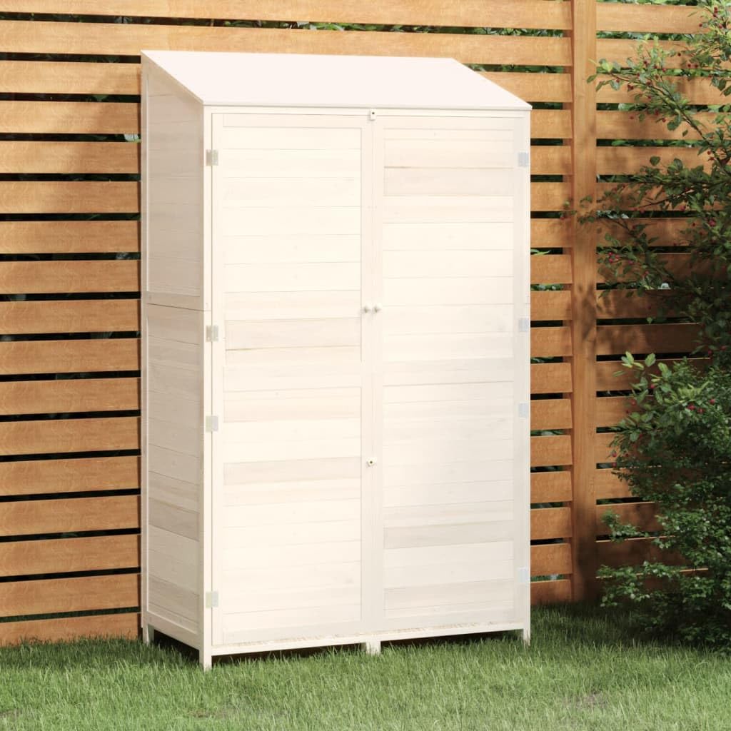 Outdoor Garden Shed 40.2x20.5x68.7 in, Solid Fir Wood Storage Cabinet with Lockable Doors for Backyard Lawn Tool Organization, White