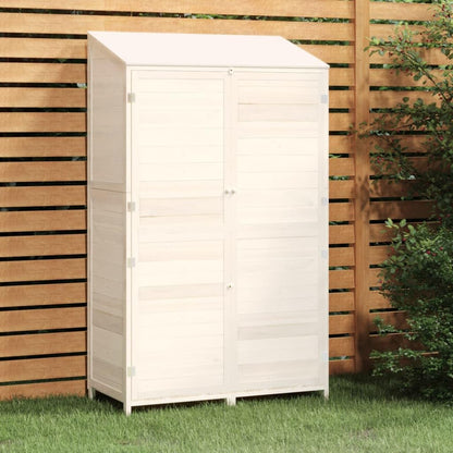 Outdoor Garden Shed 40.2x20.5x68.7 in, Solid Fir Wood Storage Cabinet with Lockable Doors for Backyard Lawn Tool Organization, White