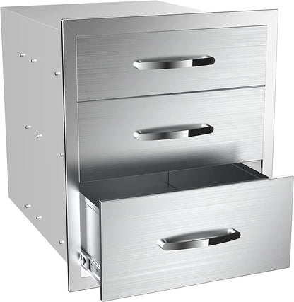 KODOM Outdoor Kitchen Drawers 14W x 21H x 23D Inch, Flush Mount Access BBQ Island Drawers for Outdoor Kitchens or Patio Grill Station