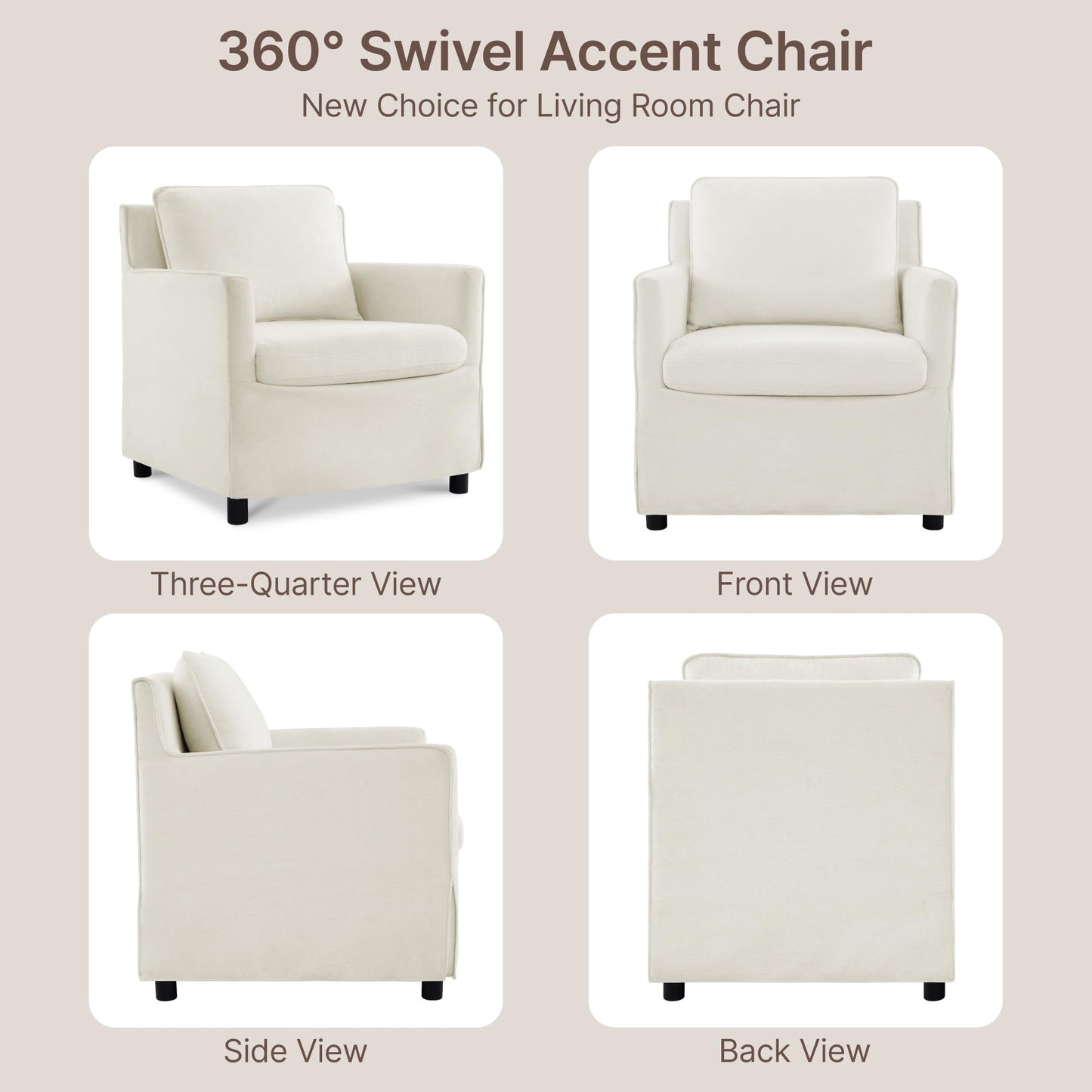 Upholstered Barrel Accent Chair with Storage Ottoman,Modern Armchair with Washable Slipcover for Living Room, Bedroom,Reading Spaces,Office,Cream White