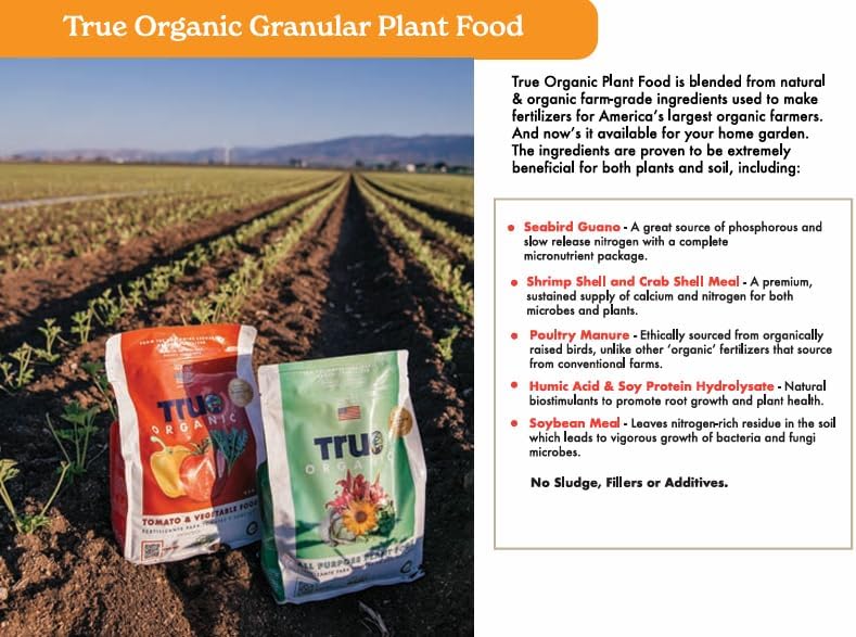 6% 12lb 210 True Organic Tomato & Vegetable Food Organic Fertilizer for Superior Harvests with Calcium Bag Covers sq.