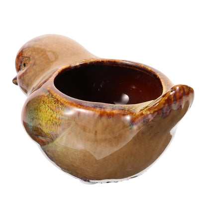 INOOMP Ceramic Succulent Planter Pot Bird Design Indoor and Outdoor Flower Pot Small Size Glazed Ceramic for Succulents and Cacti Decorative Tabletop Planter