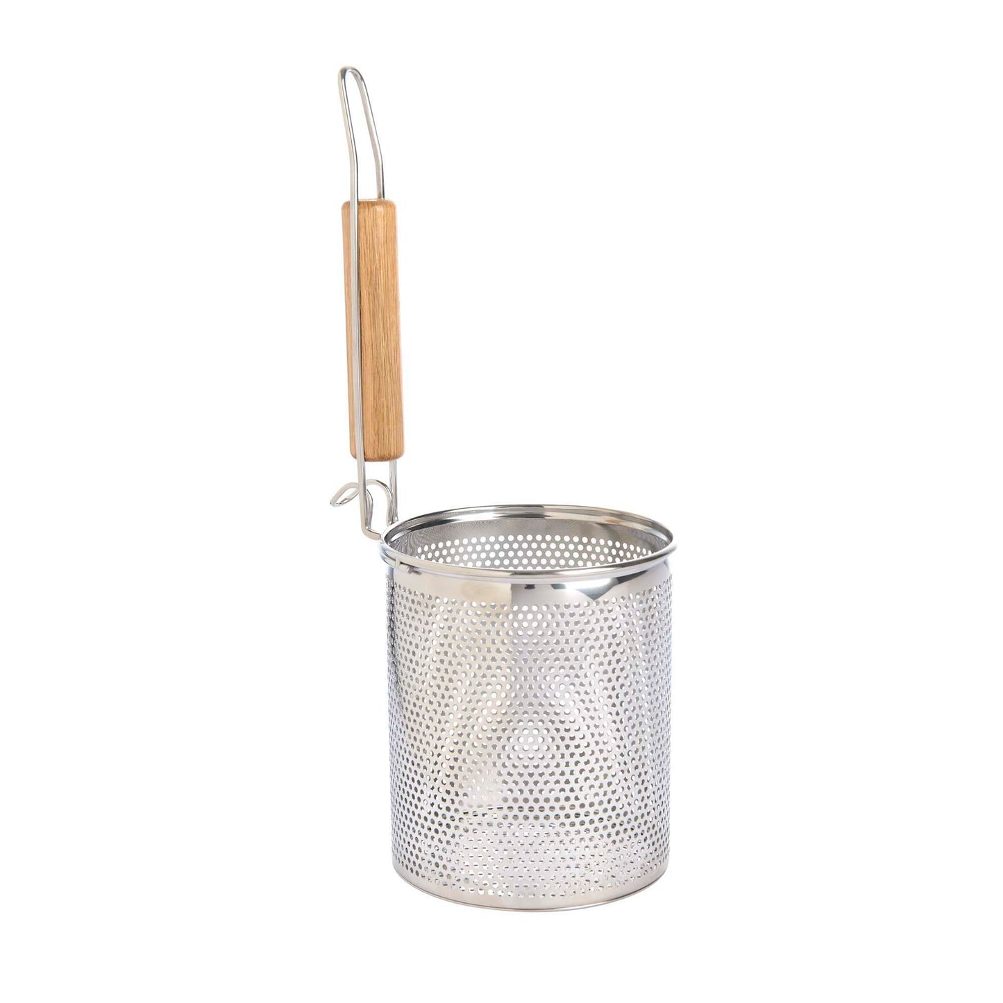 Helen's Asian Kitchen Deep Noodle Spider Strainer, 5.3-Inch Pierced 18/8 Stainless Steel Basket With Wood Handle, For Noodles, Dumplings, Wontons, Deep Frying, And Draining Tasks