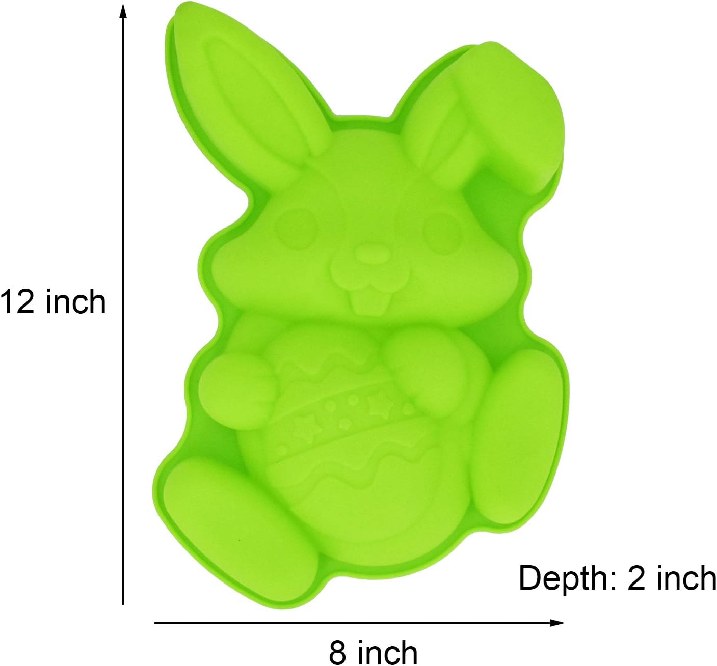 Bunny Holding Egg Cake Pan, BPA Free, Non-Stick Rabbit Silicone Bakeware Mold for Easter Cake