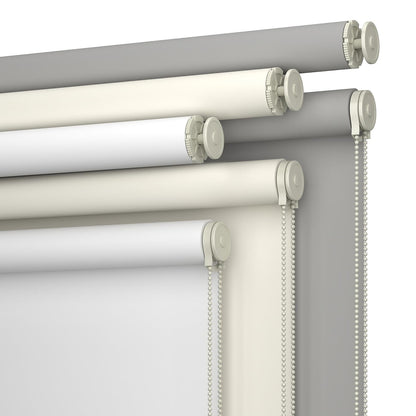 No Drill No Tools 100% Blackout Roller Shade | UV Protection | Easy-Care Fabric | Roller Blind for Windows & Doors | Pull Down Window Shade - White (60.5" W x 75" H)