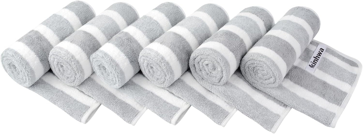 16inchx30inch 6 Pack KinHwa Microfiber Hand Towels for Bathroom Soft and Absorbent Face Towels Grey Bathroom Hand