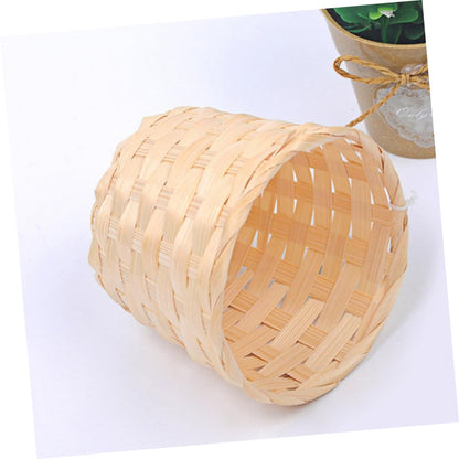 SAFIGLE Bamboo Desk Paper Wastebasket Straw Basket Weaving Organizer, Small Finishing Basket