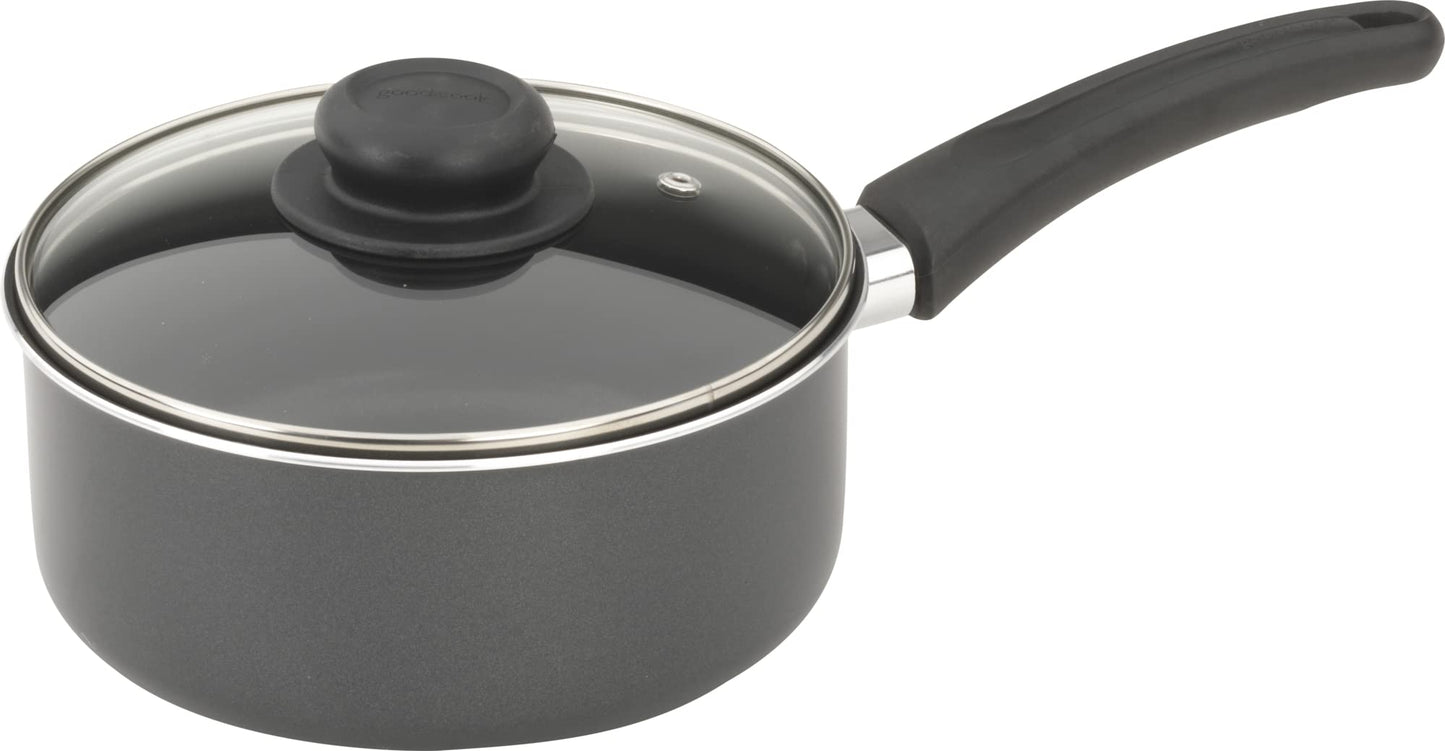 GoodCook Everyday Nonstick Sauce Pan w/Lid, 2 Quart, Black