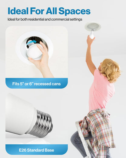 Sunco 6 Pack BR30 Light Bulb LED Recessed Can Light Bulbs, Indoor Flood Lights 850 LM, 11W (65W Equivalent), 3000K Warm White, Dimmable, E26 Base, for Home, Kitchen, Bedroom UL