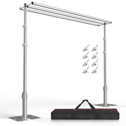 EMART Backdrop Stand Heavy Duty 10x10Ft,Three Crossbar Pipe and Drape Photo Background Support Kit, Adjustable Metal Frame with Flat Base for Wedding Birthday Party Decorations