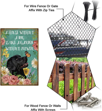 GLOBLELAND "A House Without A Dog is Like a Garden Without Flower" Vintage Black Dog Metal Sign for Home