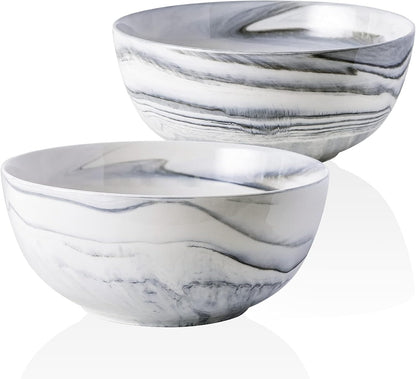Yundu 9'' Deep and Large Mixing Bowls, 84 oz Porcelain Serving Bowls for Pasta, Fruit, Soup, Salad, Set of 2-Grey