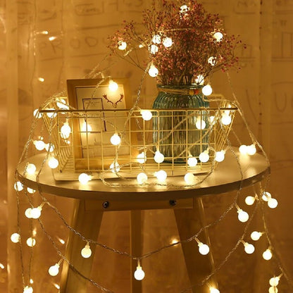WFGGEH 10ft 20 Globe Plug in String Lights, LED Warm White Globe Fairy Lights for Birthday Christmas Wedding Party Home