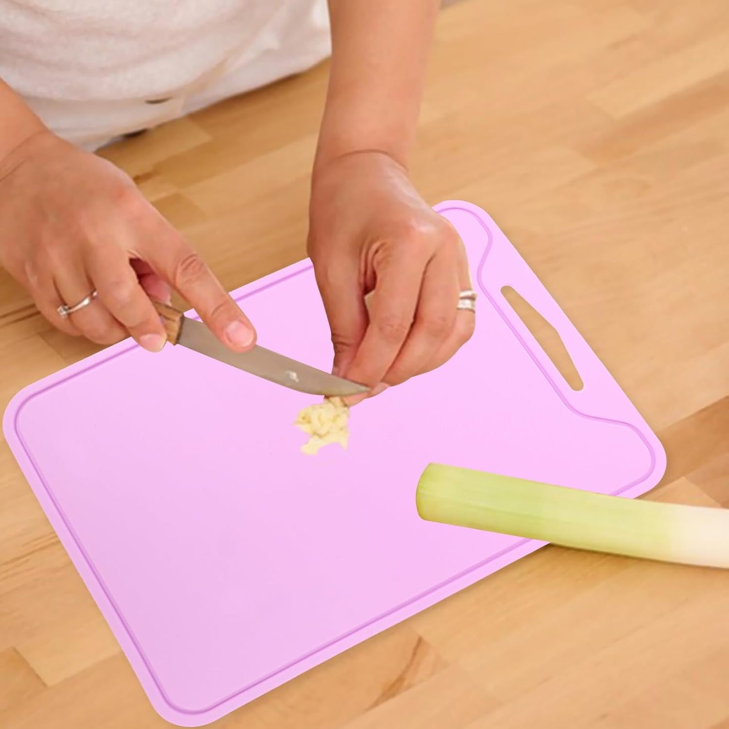 PRETYZOOM Flexible Cutting Board: 12x9 Inch Silicone Chopping Board, Non-Slip Mats for Meat, Vegetables, Fruits
