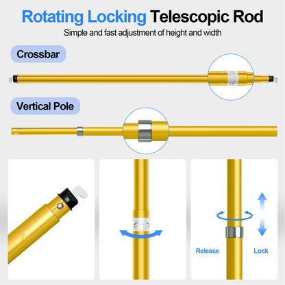 GLOSHOOTING Heavy Duty Backdrop Stand 10x20ft, Pipe and Drape Backdrop Stand Kit, Adjustable Metal Frame, Background Stand Back Drop for Wedding Birthday Party Decorations-Gold