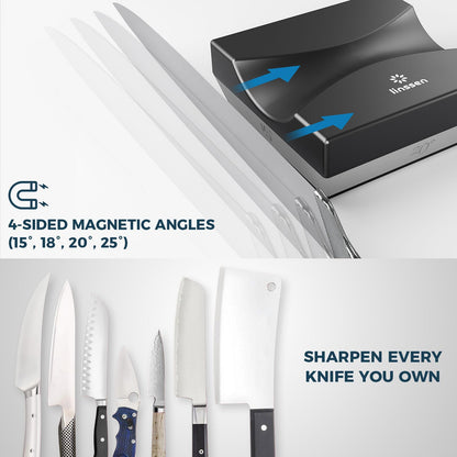 LINSSEN Rolling Knife Sharpener Kit, Aluminum Alloy Knife Sharpening System with Magnetic Base, Premium 4 Sharpening Angles Knife Sharpener Set with Industry Diamonds for All Chef and Kitchen Knives