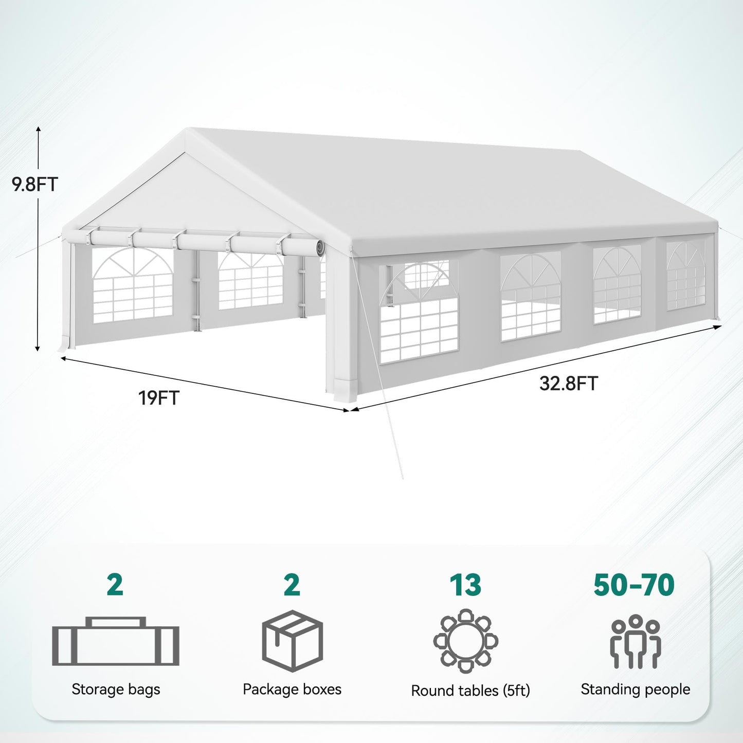 YITAHOME 20x30FT Party Tent Heavy Duty Wedding Event Shelters PVC Upgraded Galvanized Canopy with Large Roof Removable Sidewalls for Outdoor Weddings, BBQ Party Tent, White