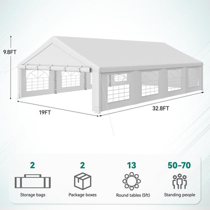 YITAHOME 20x30FT Party Tent Heavy Duty Wedding Event Shelters PVC Upgraded Galvanized Canopy with Large Roof Removable Sidewalls for Outdoor Weddings, BBQ Party Tent, White
