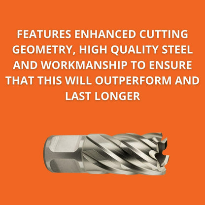 Slugger by Fein HSS Annular Cutter with Pilot Pin for Precision Drilling - High-Durability Steel, 1" Cutting Depth, 5/8" Bore Diameter, 3/4" Straight Shank - 63134158041