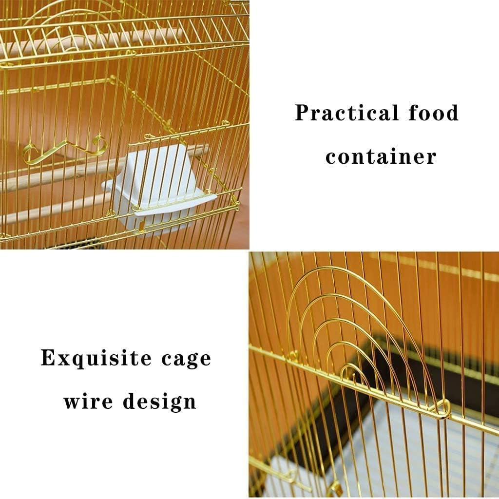 KYTGFH Professional Birdcage Pet Supplies Bird Carrier Gardening Decor Parrot Cages for Large Birds, Household Large Golden Parrot Cage, House-Shaped Decorative Bird Cage, Parak,Gold e