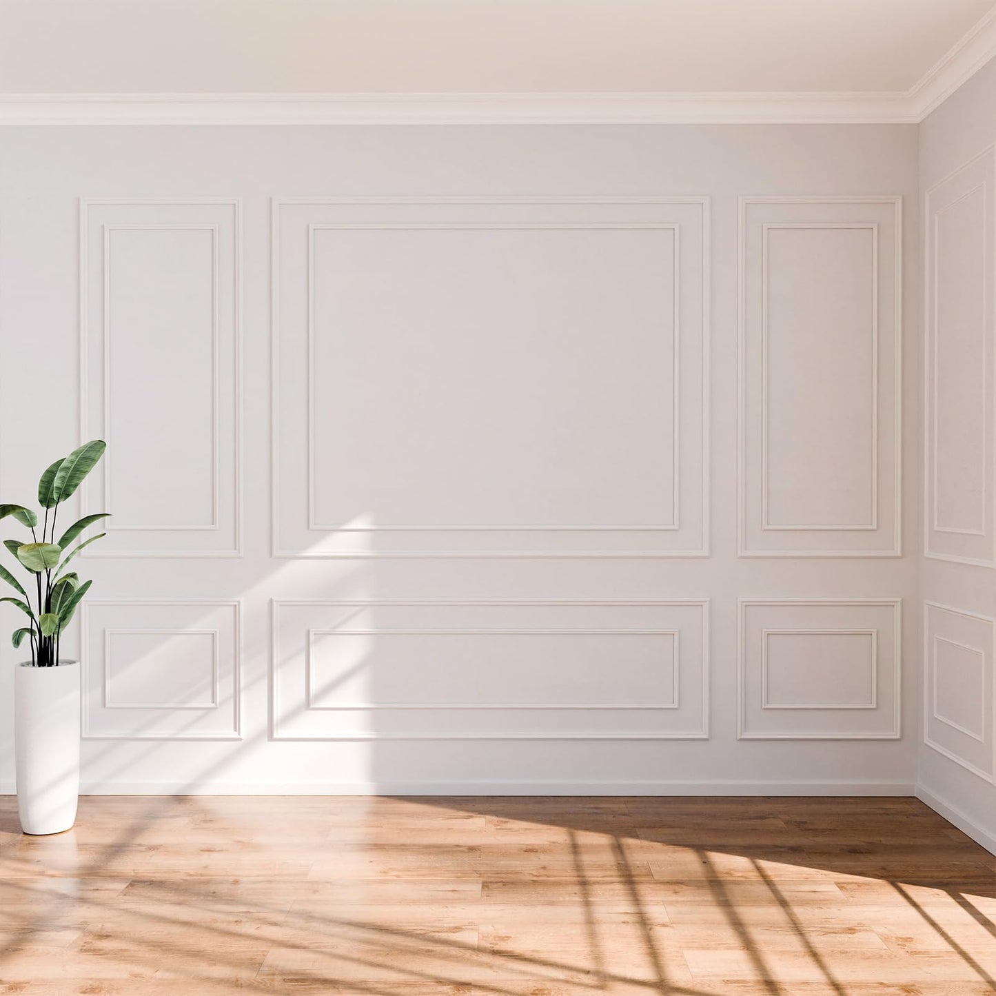 Pangda 3 Sets Peel and Stick Wall Molding Kit Inner and Outer Layer Style Premade Wainscoting Panel for Interior Wall Moulding Decor Accent Molding (31x63inch+78x63inch)