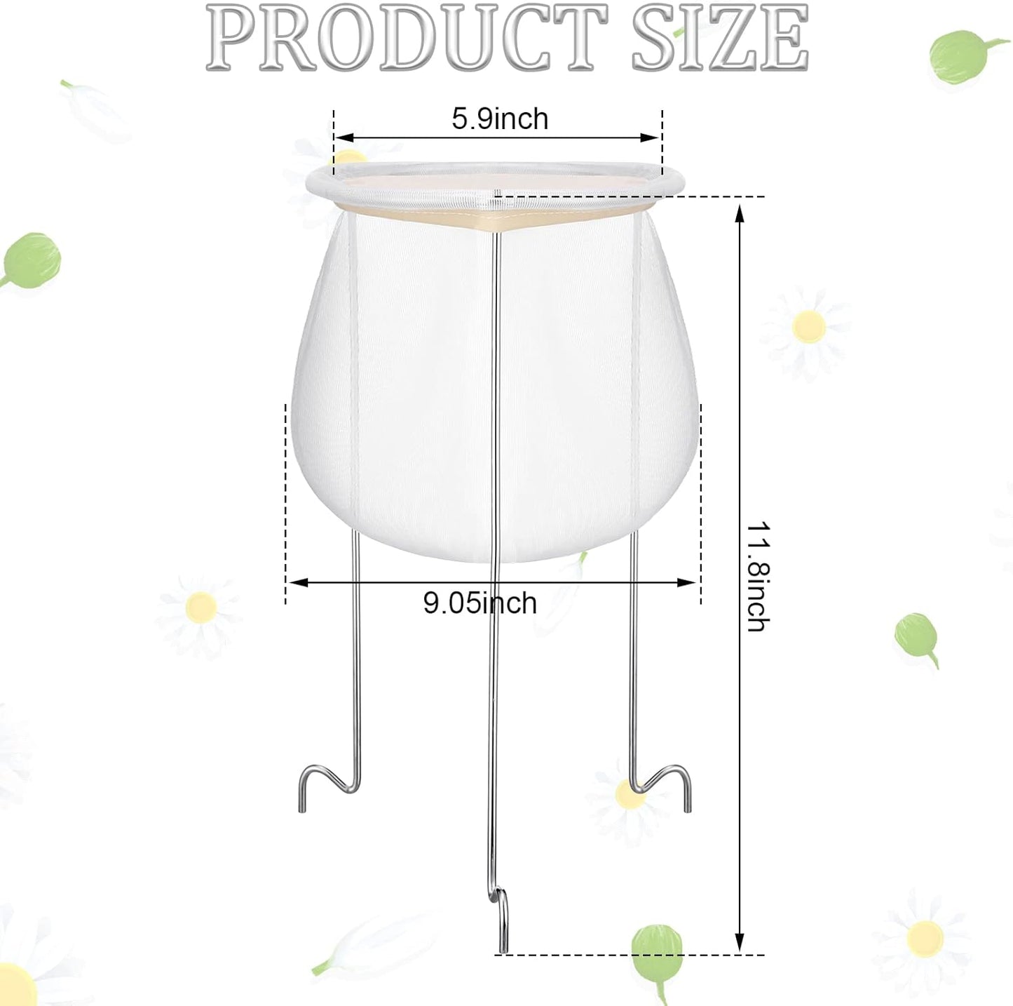 2 Pack White and Silver Jelly Strainer Stand with Bag Reusable Jelly Filter Bags for Straining Stainless Steel Sieve
