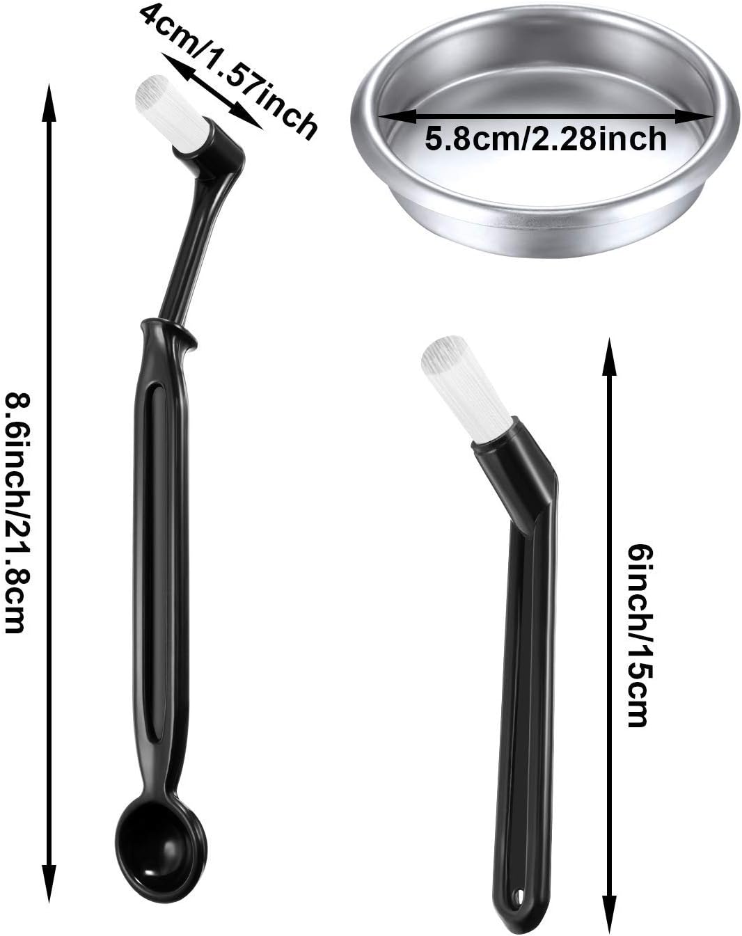 Coffee Machine Cleaning Set, 4 Pieces with Brush, Spoon, and 58 mm Stainless Steel Back Flush Insert