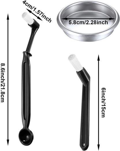 Coffee Machine Cleaning Set, 4 Pieces with Brush, Spoon, and 58 mm Stainless Steel Back Flush Insert