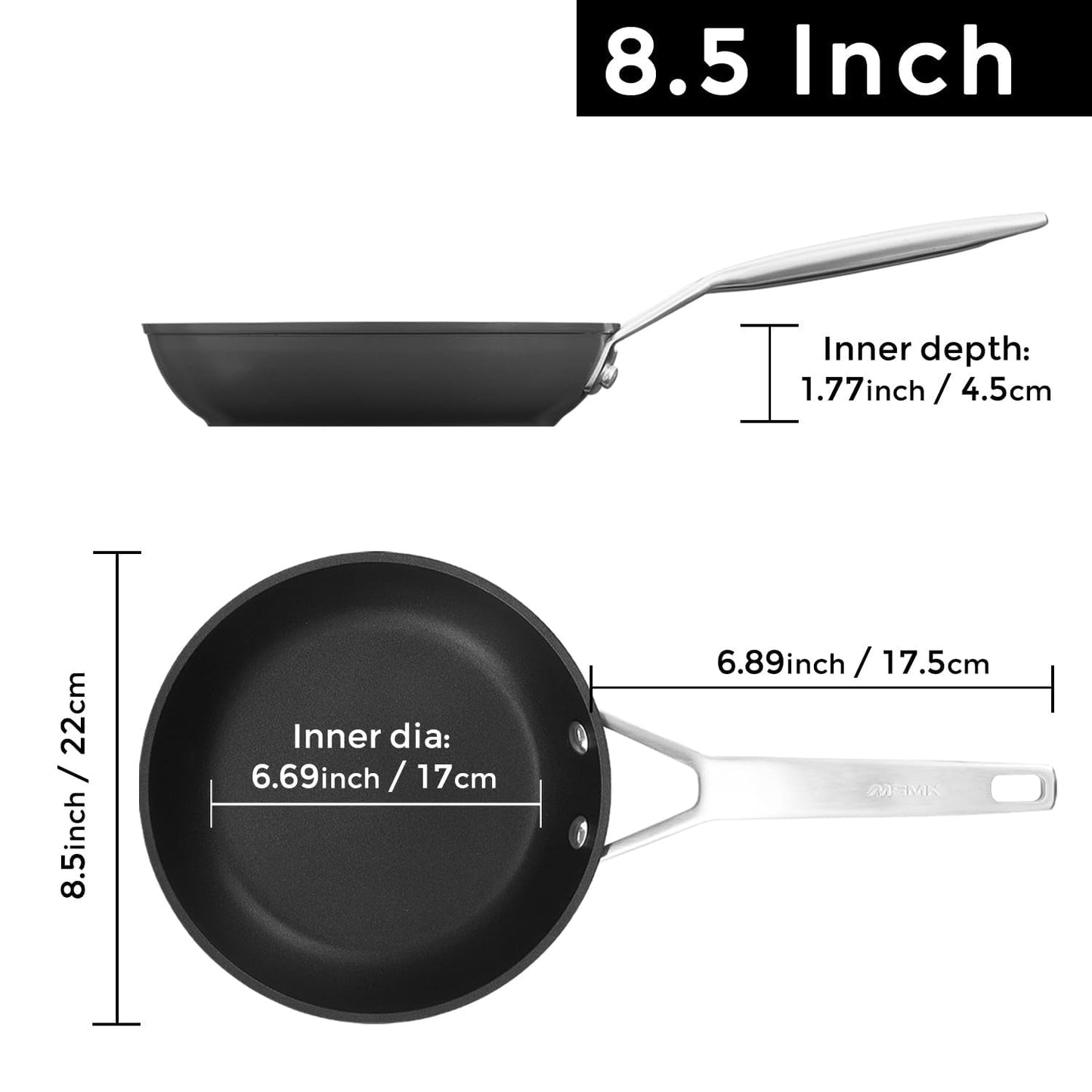 MsMk Small Egg Pan，8 1/2 inch Titanium and Ceramic Nonstick Omelette Pan，Small Frying Pan Safe for Induction，Scratch-resistant，Oven Safe to 700°F Pan for Cooking, Dishwasher Safe