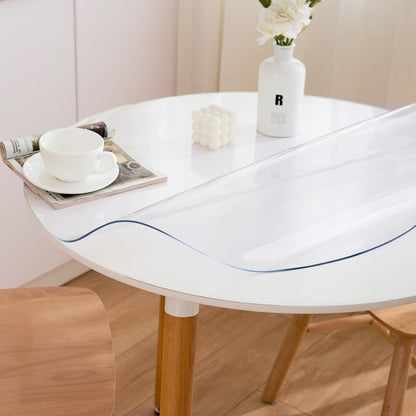 Eisdroma 62 Inch Round Clear Table Cover Protector, 2mm Thick Round Clear Protector for Dining Room Table, Waterproof Round Plastic Vinyl Table Pad