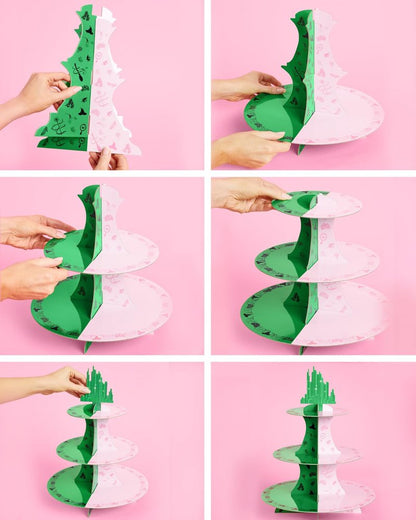 xo, Fetti Pink + Green Witch Cupcake Tower, 3 Tiers | Birthday Display Decorations, Kids Wizard Decor, Girls Cake Stand, Bachelorette Party Dessert Table