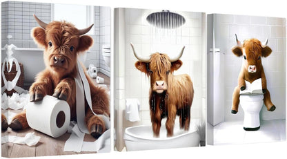 Clendo 3 Pack Cow Diamond Art Kits for Adults - Farm Animal Humor 5D Diamond Painting Kits, Full Drill Diamond Dot Gem Art Kit for Adults Wall Home Decor Arts Craft 12x16 inch