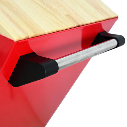 KEIKI 9 Drawer Rolling Tool Cart with Wooden Top, Metal Tool Cabinet with Wheels and Handle, Heavy Duty Storage Organizer for Garage Workshop (Red)