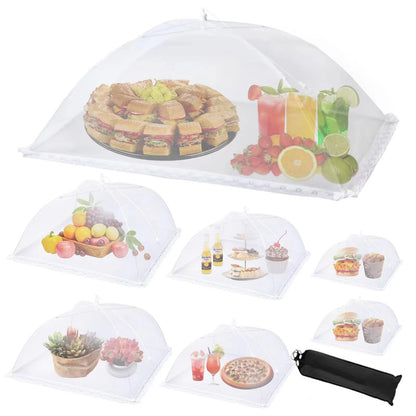 Wokuya 7Pack Various Size (40x24*1,17x17*2,14x14*2,12x12*2) Pop-up Food Tents Food Covers for Outside Mesh to Keep Bugs away,Reusable Collapsible Food Nets for Picnic Party BBQ Wedding Fruit