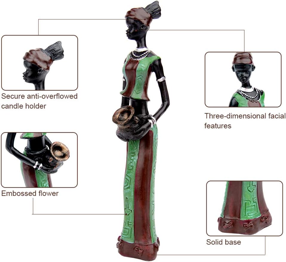 CYYKDA 3PACK Vintage African Statue, Hand Sculpture African American Figurines, Exotic Tribal Lady Art Piece for Home