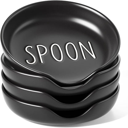 LE TAUCI Spoon Rest for Kitchen Counter, 5 Inches Ceramic Utensil Holder for Stove Top, Farmhouse Kitchen Decor, Set of