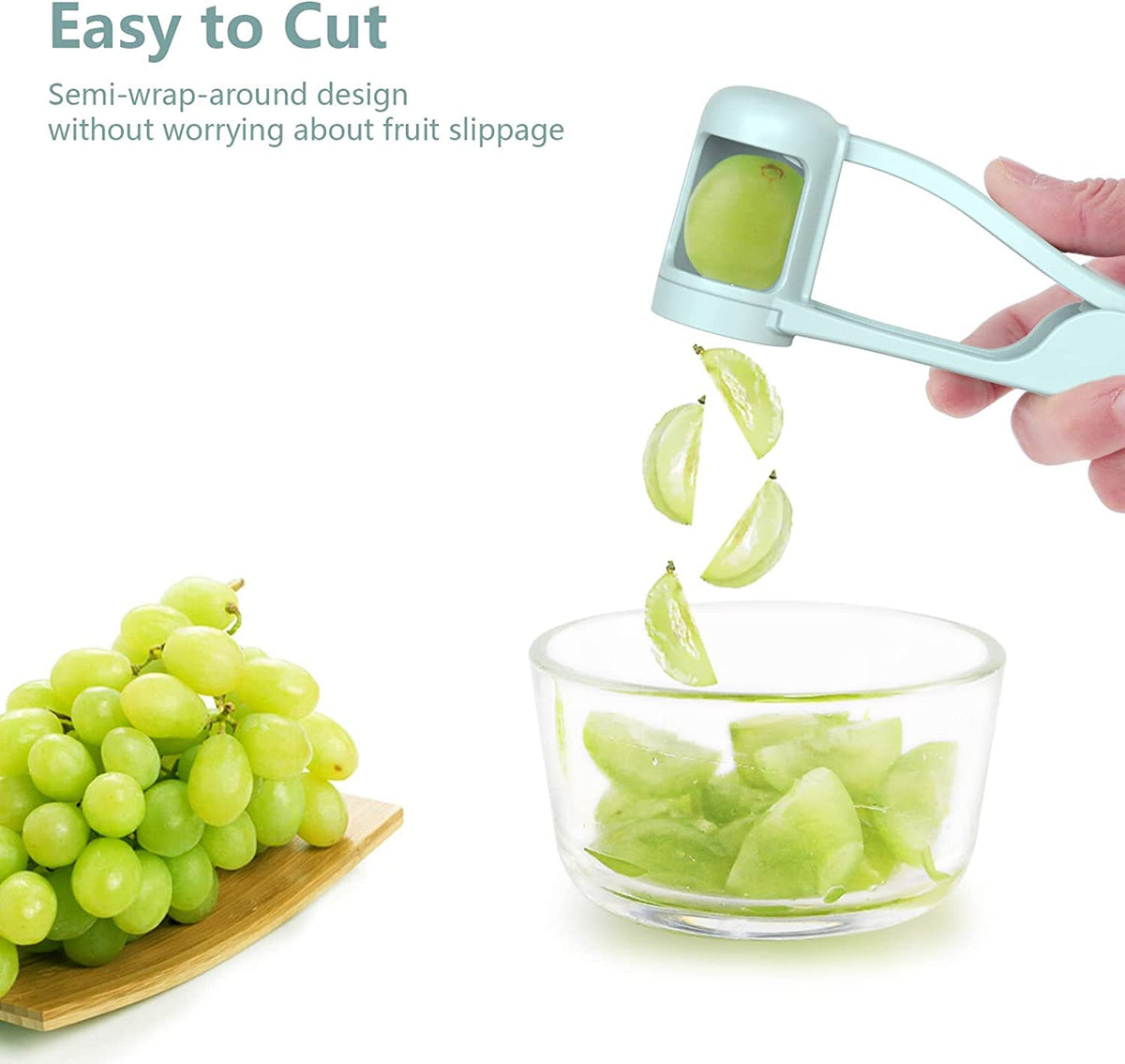 WhiteRhino Grape Cutter Grape Slicer for Toddlers Baby,Grape Cherry Tomato Strawberry Cutter Quarter Slicer tool For Vegetable Fruit Salad Cake Decoration,Stainless Steel kitchen Gadget Fruit cutter