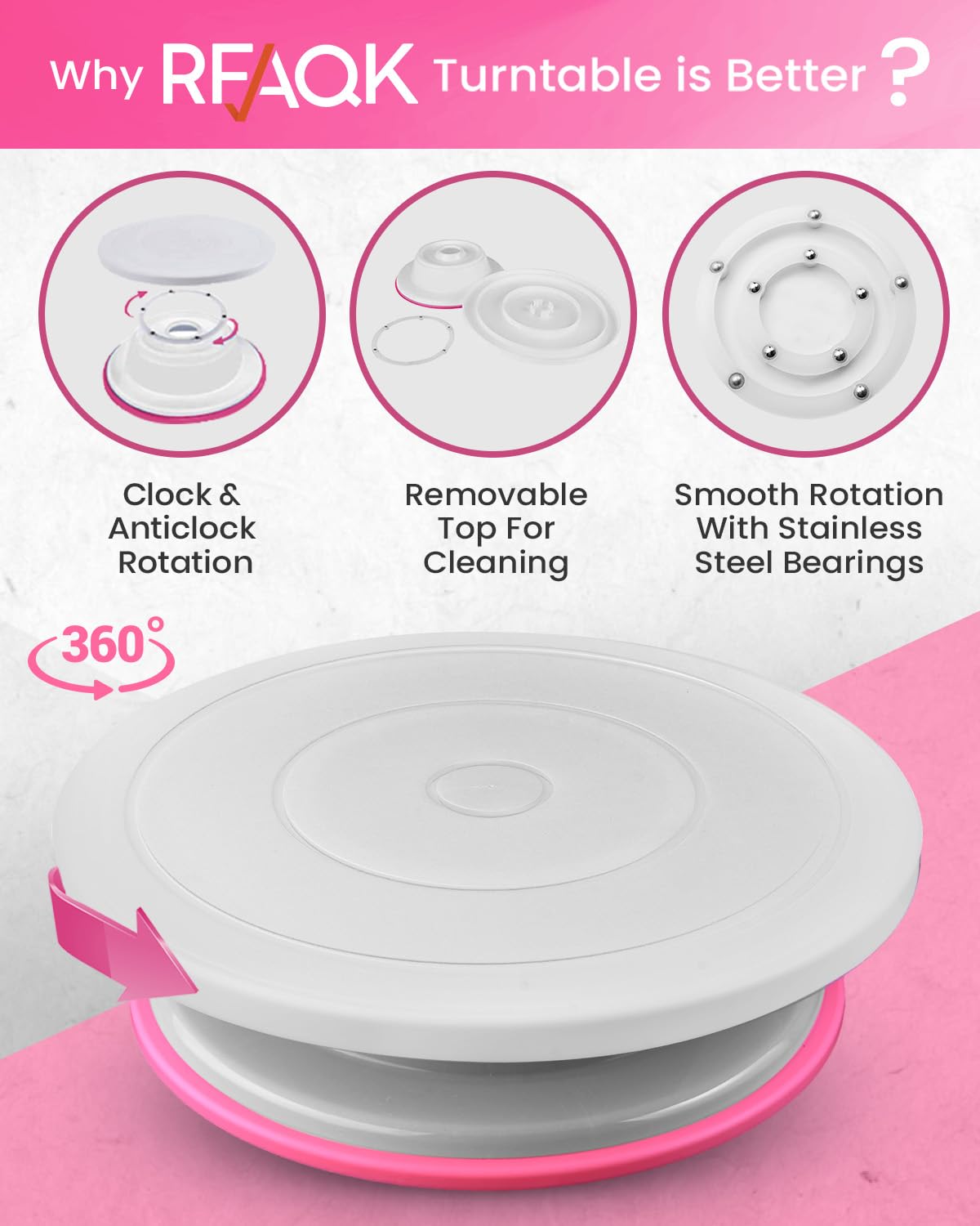 RFAQK 200PCs Cake Decorating Kit with Cake Turntable & Leveler, Baking Supplies Gift Includes 110+1 Piping Bags,55 Icing Tips,2 Frosting Spatulas, Adjustable Scraper, Video Tutorial, Booklet & more