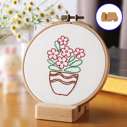6 Pcs Wooden Embroidery Hoop Base, Cross Stitch Holder for Embroidery Display Stand