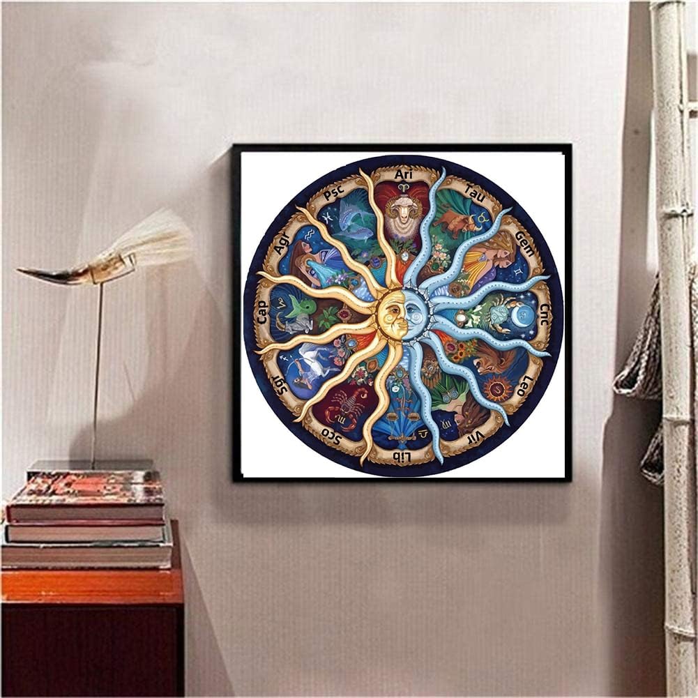 WEIYP 5D Diamond Painting Kits for Adults Full Drill The Twelve Constellations Embroidery Rhinestone Painting(22x22in)