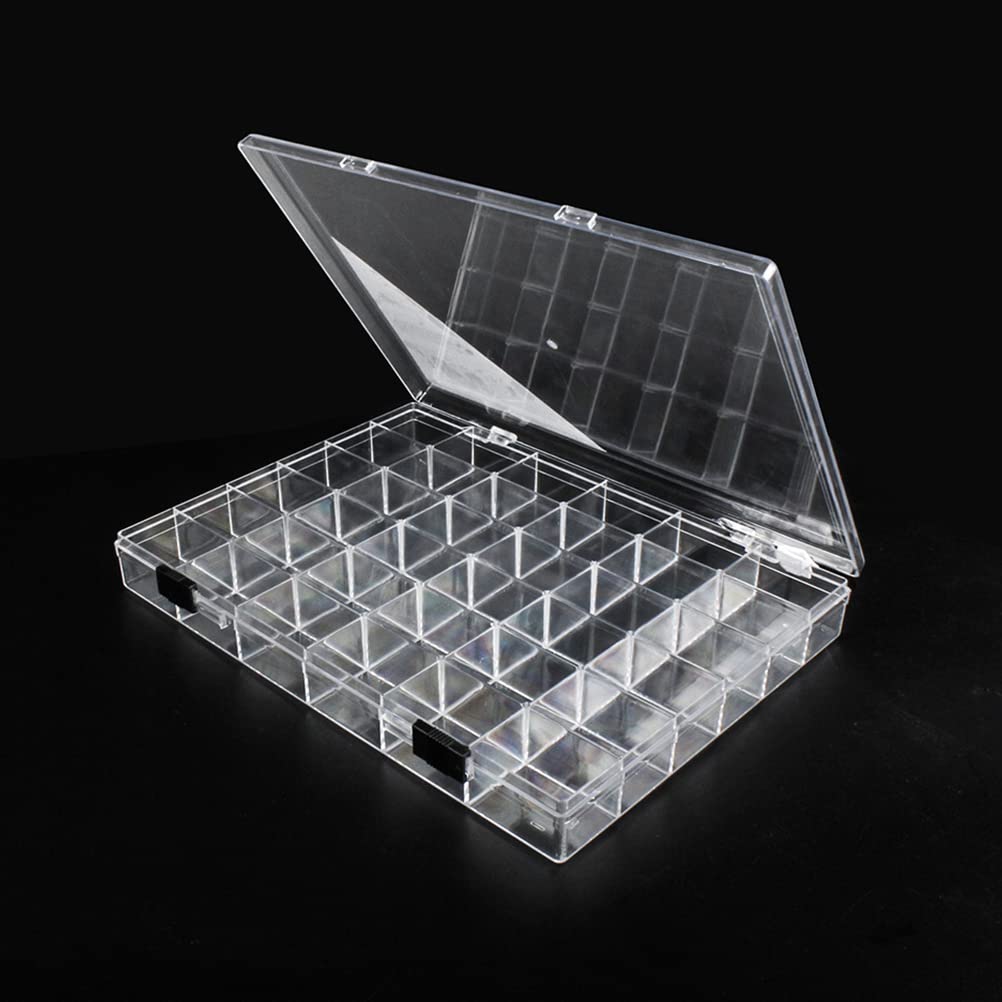 Chemlliy 36 Grids Clear Plastic Organizer Box, Craft Storage Container for Beads Organizer, Art DIY, Crafts Jewelry Storage, Fishing Tackles, Rock Collection, 1 Pack