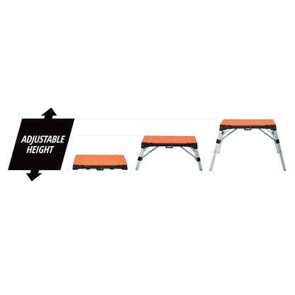 Disston 30146A OmniTable 4 in 1 Portable Workbench Work Table Dolly Scaffold and Creeper Adjustable Height with Folding Legs with Free Blu-MOL Jigsaw Blade Set (E0130146)