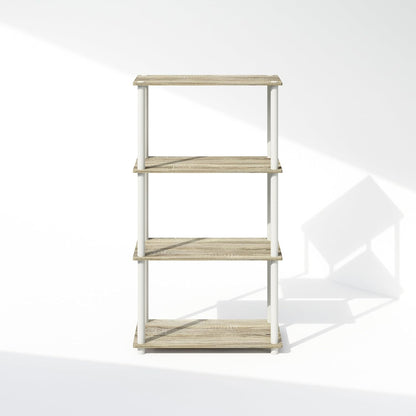 Furinno Turn-N-Tube 4-Tier Multipurpose Bookshelf, Bookcase, Sonoma Oak/White