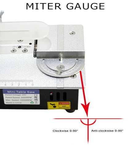 Mini Table Saw, RTOVZON 96W Mini Desktop Electric Saw Cutter 7.1"x5.5", Cut Thickness Adjustable Precision Craft Table Saw with Speed & Angle Adjust 4* Blades, Available for Wood/PCB/Acrylic/Plastic