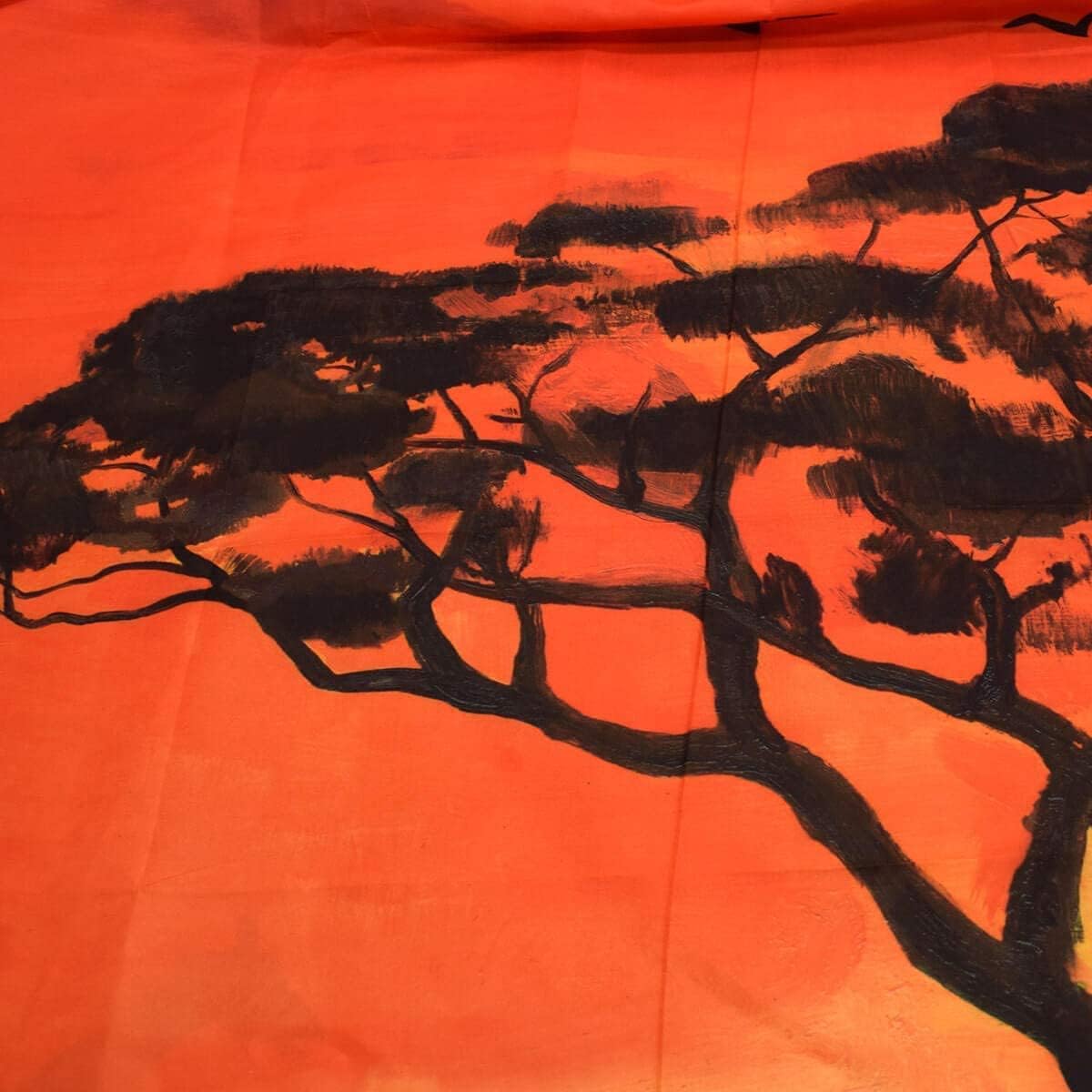BROSHAN Large Tapestry for Bedroom, Orange African Wildlife Tree at Sunset Nature Landscape Tapestries Wall Hanging