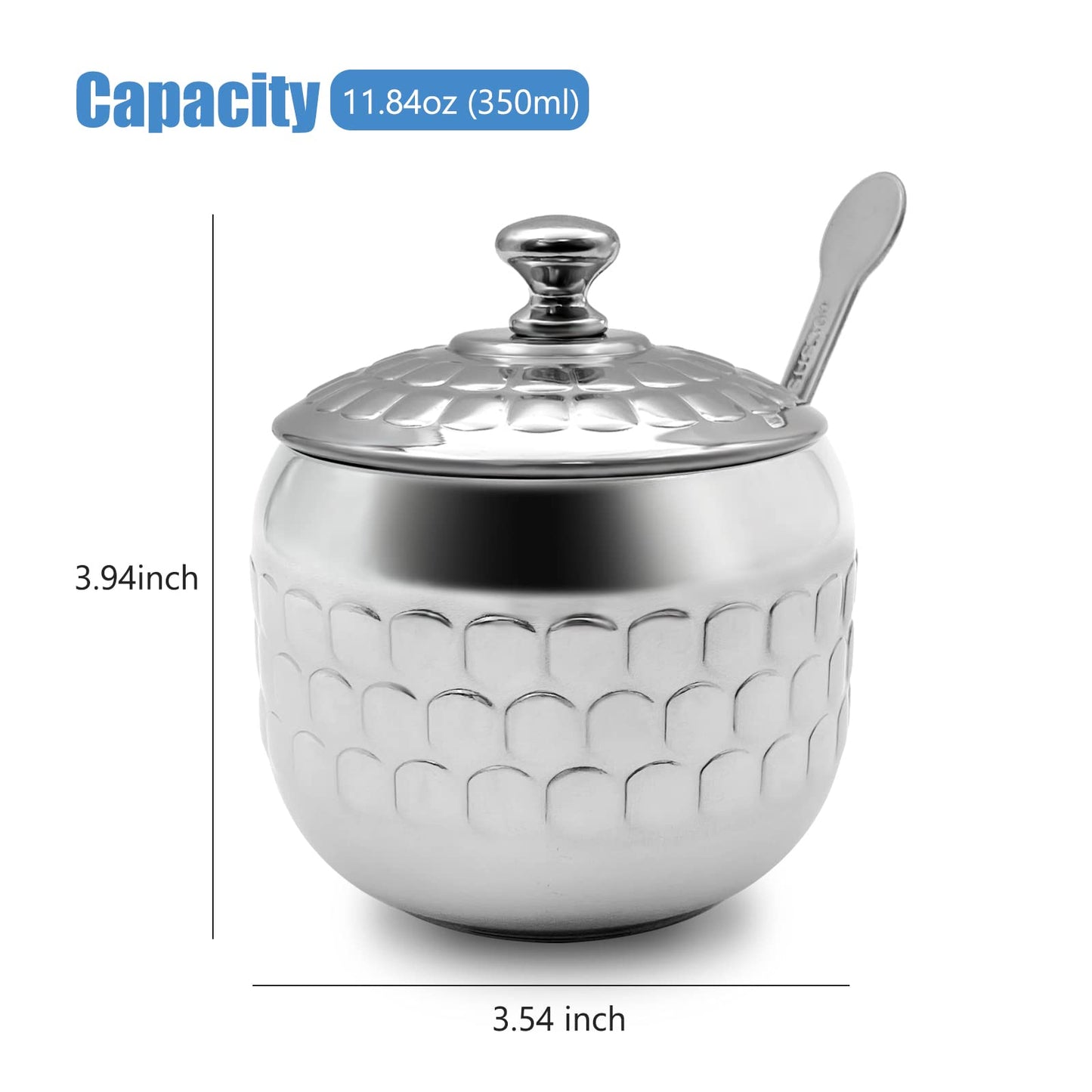 XHKDSYMC Stainless Steel Sugar Bowl Coffee Seasoning Jar Condiment Pot Spice Container Canister Cruet with Lid and Spoon