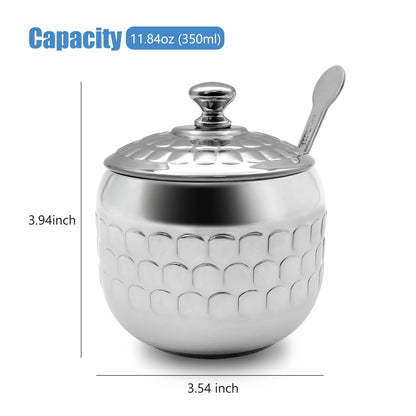 XHKDSYMC Stainless Steel Sugar Bowl Coffee Seasoning Jar Condiment Pot Spice Container Canister Cruet with Lid and Spoon